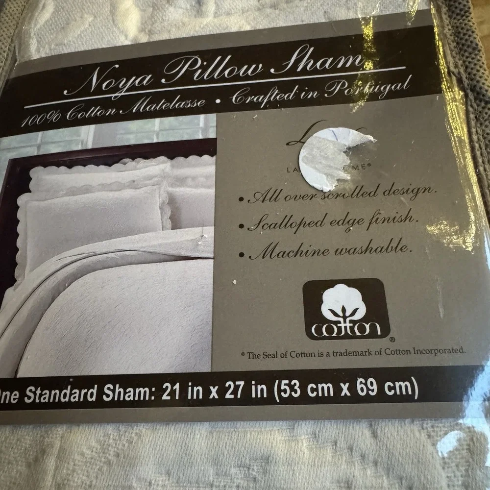 Lamont Home Noya Standard‎ Pillow Shams Ivory Set of 2 100% Cotton Matelasse NOS